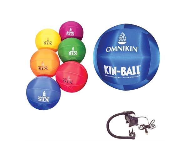 KIN-BALL og SIX-BALL utendørspakke 1 KIN-BALL, 6 SIX-Baller, pumpe, blærer